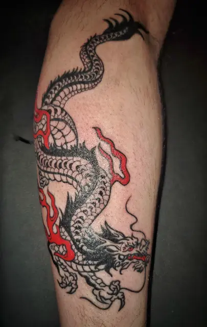 Japanese Dragon w/ Red Flames