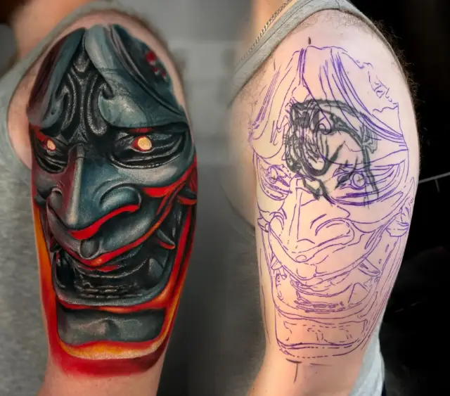 Hannya mask — color realism, cover up