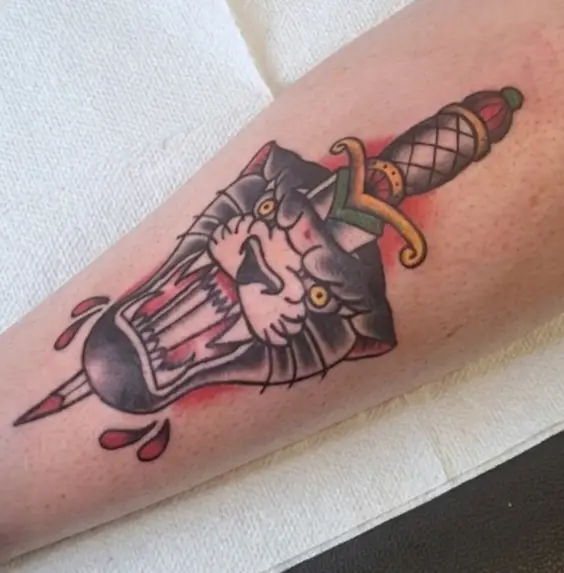 Dagger through panther