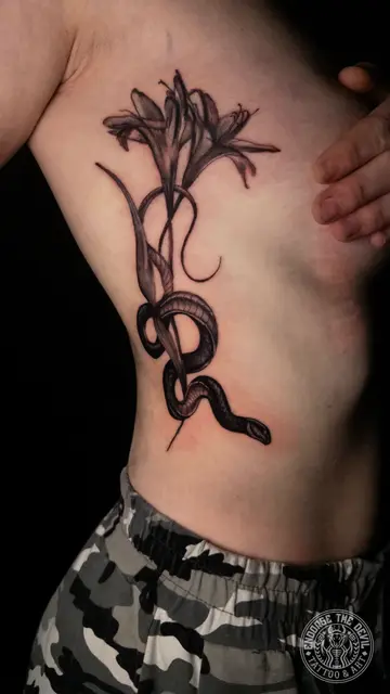 Snake and Calla Flowers
