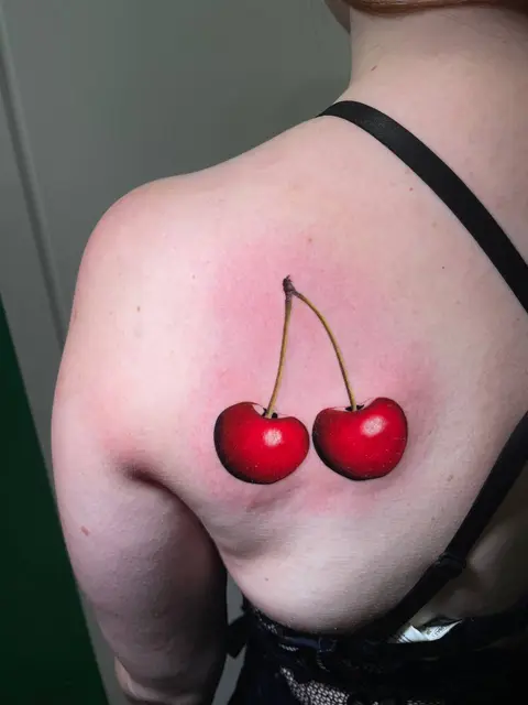 Cherries with paint technique