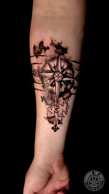 compass sketch watercolor