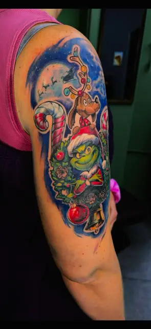 Grinch custom tattoo in Color